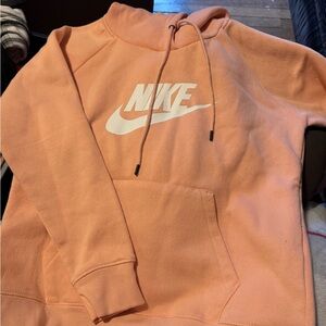 Nike Women’s Peach/Coral Crewneck Hoodie with White Swoosh
